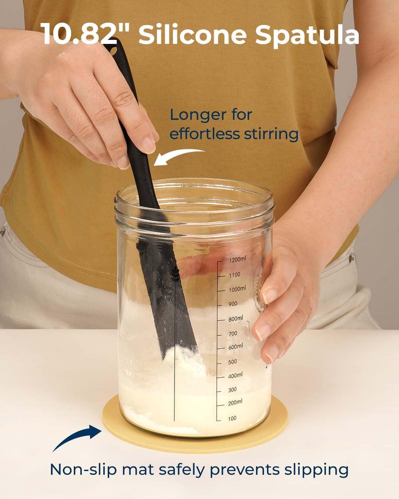 Lorzon Sourdough Starter Jar Kit - 47 oz Large Wide Mouth Bread Starter Jar with Feeding Tracking Band, Silicone Spatula, Sourdough Bread Baking Supplies - Image 3